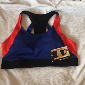 New AVIA fashion sports bra orange/black/blue size L (12-14)
